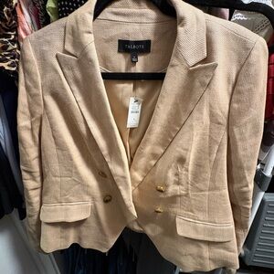 Talbots Women's Beige Double-Breasted Blazer